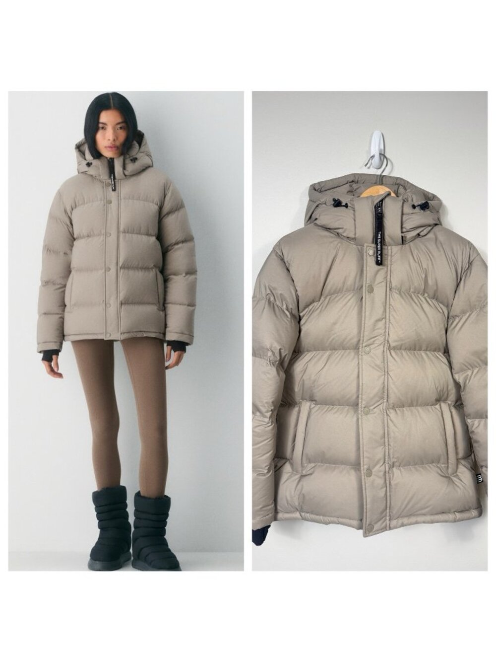Artizia Womens The Super Puff Climatte Jacket Style#126464 Small Modern Taupe